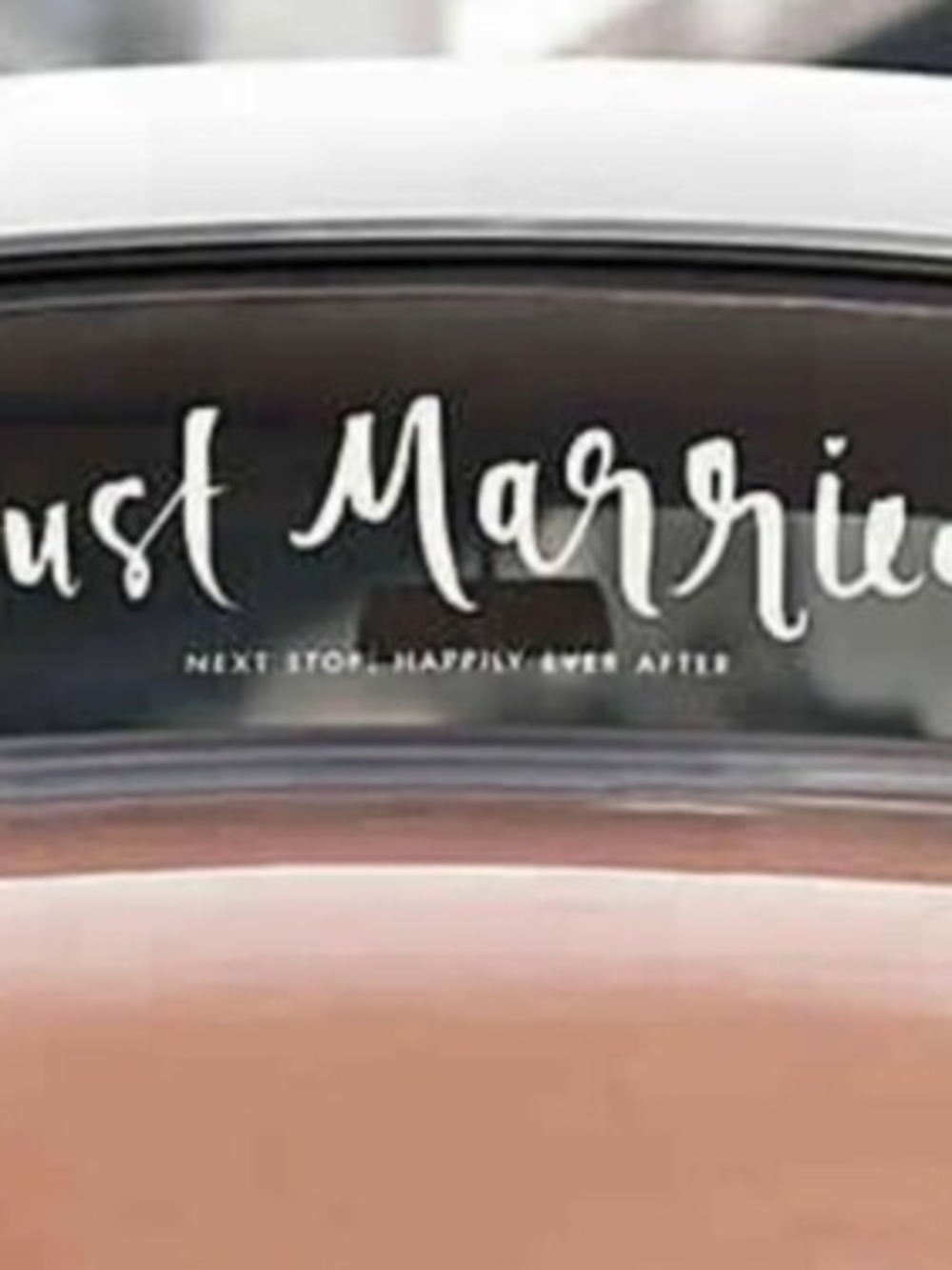 Kate Spade "Just Married" Vinyl Car Window Decal - White Script